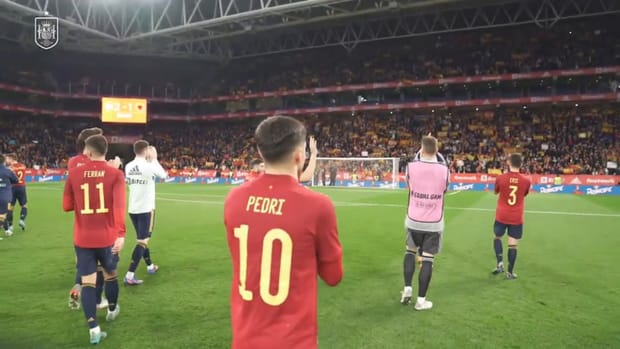 The Spanish national team's lap of honour on their return to Barcelona